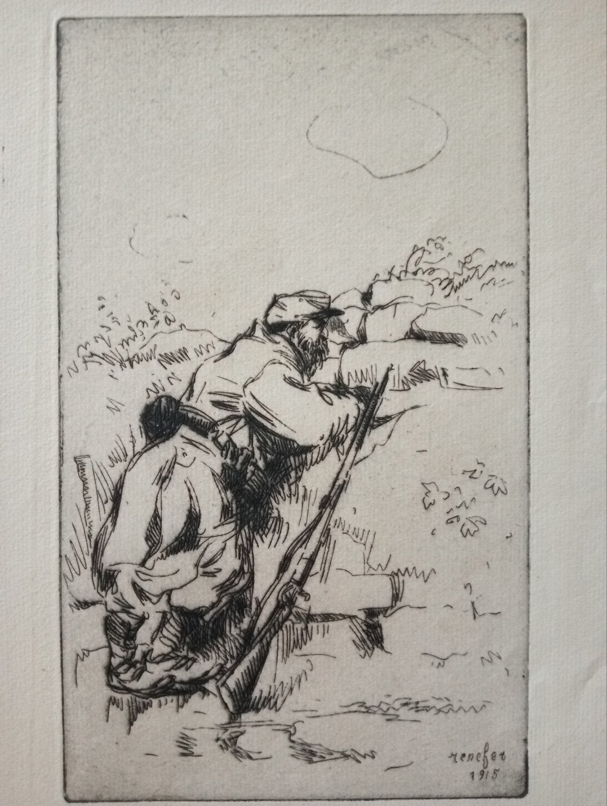 Raymond Renefer Ets WW1 Eerste Wereldoorlog Loopgraaf, Ophalen of Verzenden