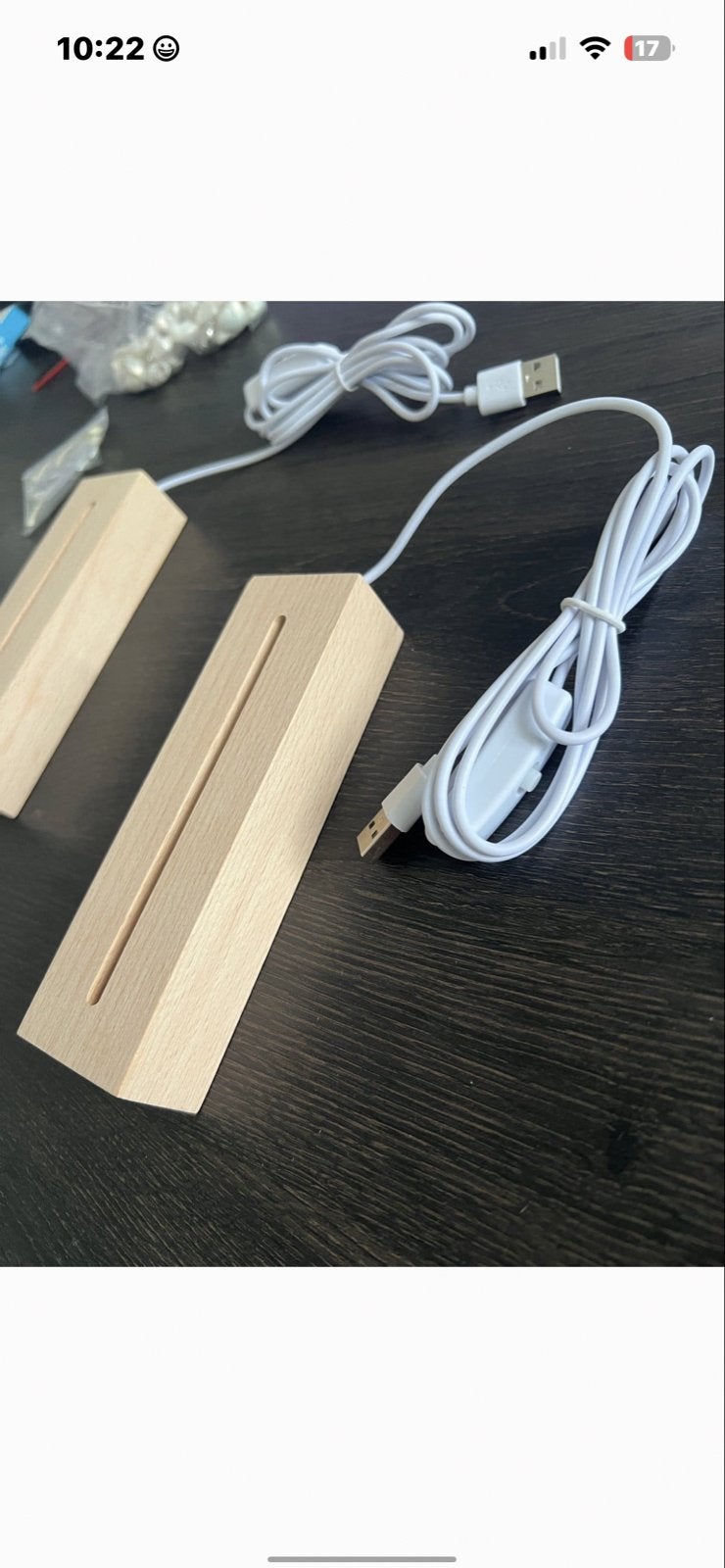 Houten LED Lichtstandaard met USB-aansluiting, Overige merken, USB-aansluiting, Nieuw, Overige fittingen