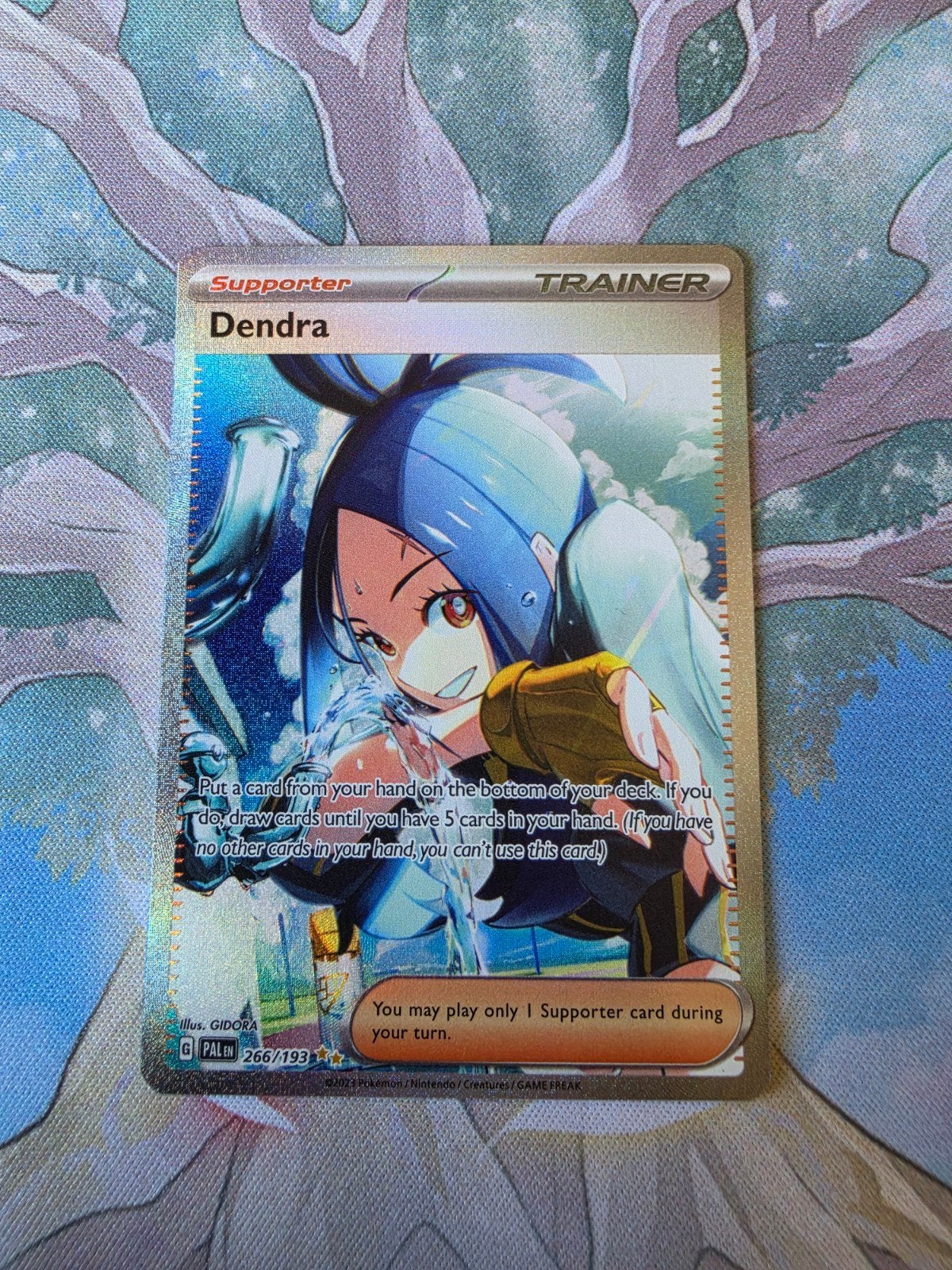Pokemon paldea evolved dendra illustration trainer 266/193, Ophalen of Verzenden, Nieuw, Losse kaart, Foil