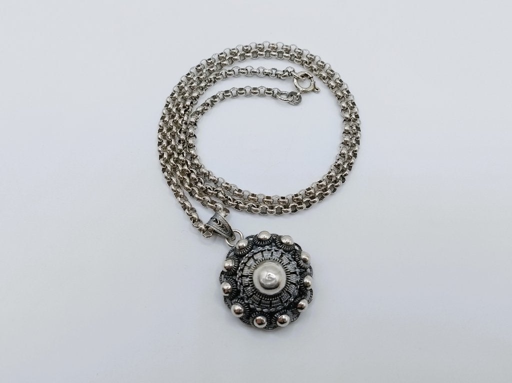 Zilveren jasseronketting met Zeeuwse knop hanger, 50 cm