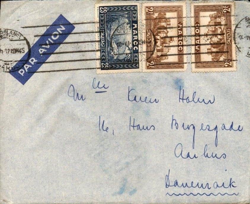 Marokko - Denemarken - met brief - 1937, Postzegels en Munten, Brieven en Enveloppen | Buitenland, Verzenden, Brief