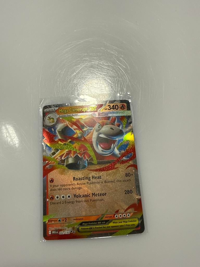 Mega Camerupt EX Pokémon Kaart - Zo goed als nieuw, Ophalen of Verzenden, Zo goed als nieuw, Losse kaart, Foil