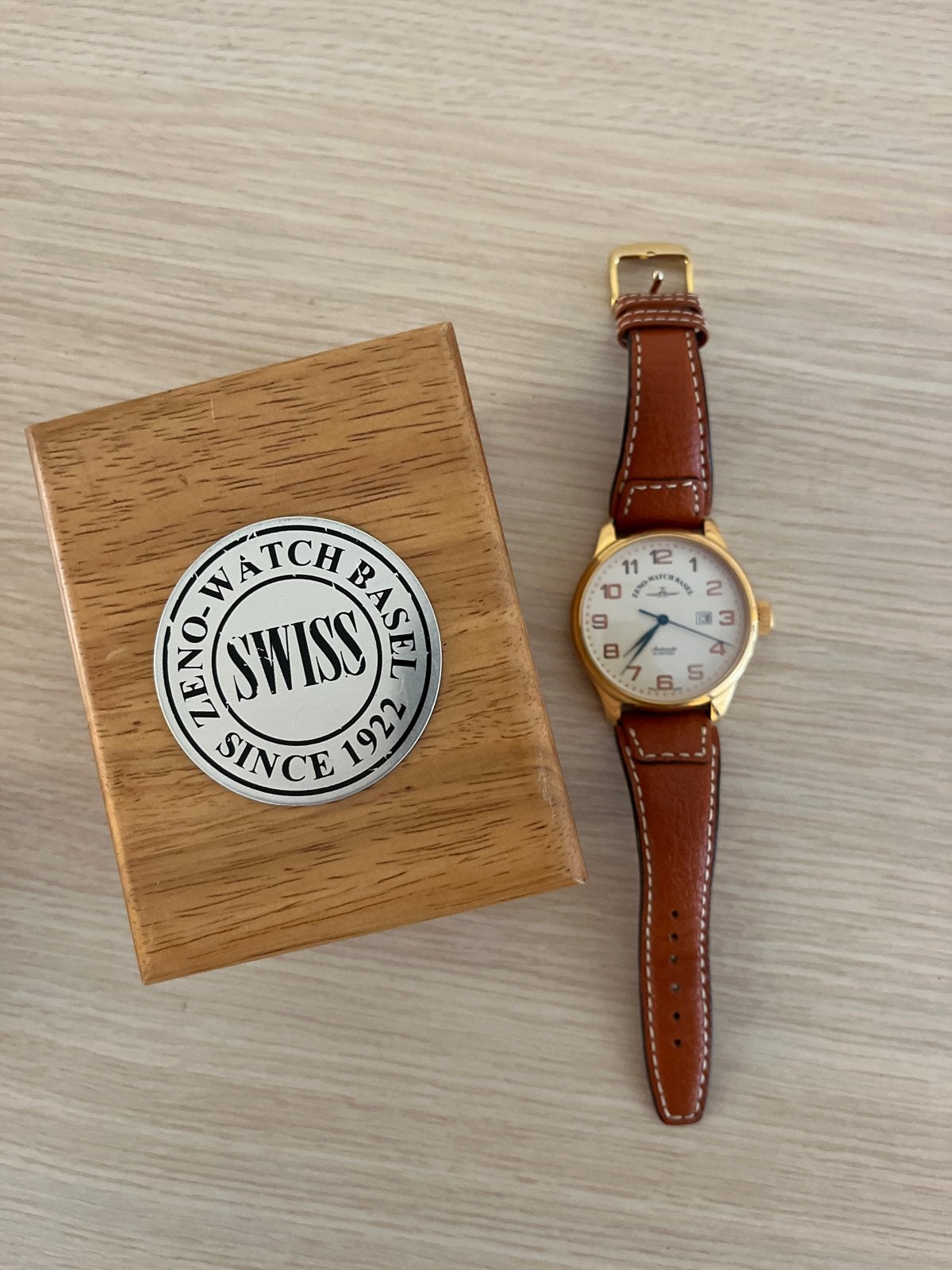 Zeno-Watch Basel automatisch horloge, geelgoud. 43mm, Sieraden, Tassen en Uiterlijk, Horloges | Dames, Overige merken, Overige materialen