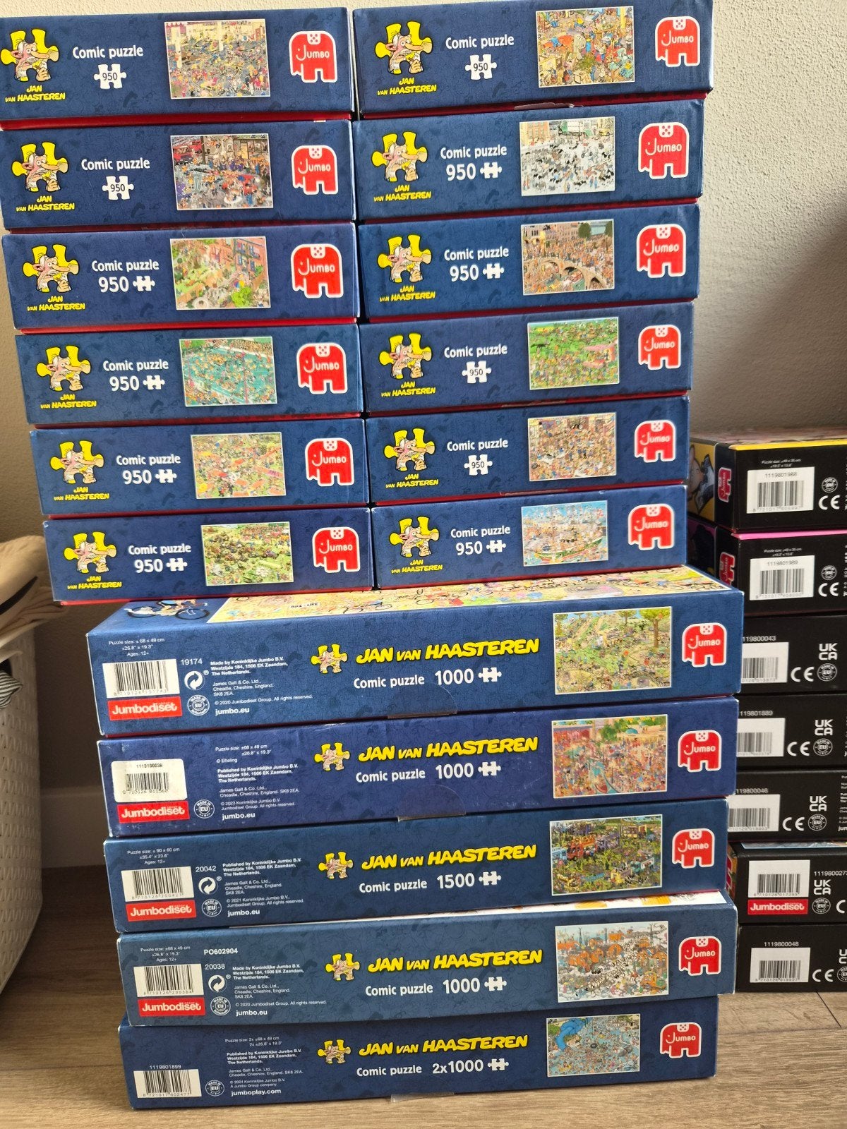 Grote collectie legluzzels; Jan van Haasteren en Wasgij., Ophalen, 500 t/m 1500 stukjes, Gebruikt, Legpuzzel