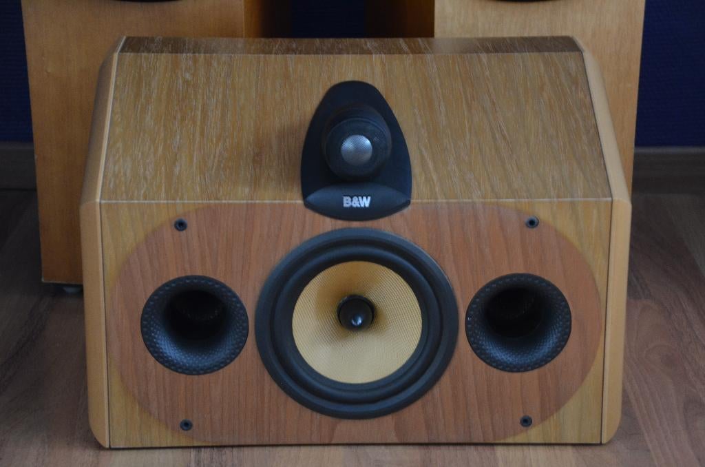 B&W CDM CNT(center speaker) Cherrywood, Ophalen, Refurbished, 120 watt of meer, Front, Rear of Stereo speakers