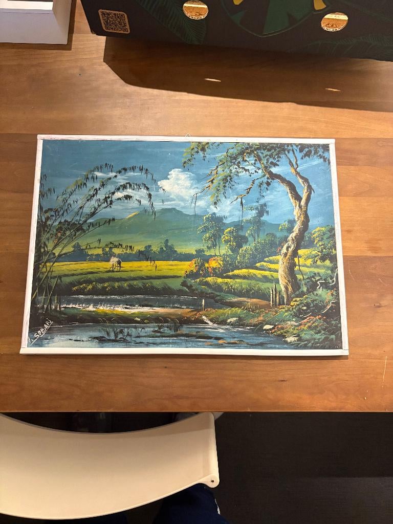 Handgeschilderd Landschapsschilderij op Paneel, Antiek en Kunst, Kunst | Schilderijen | Klassiek, Verzenden