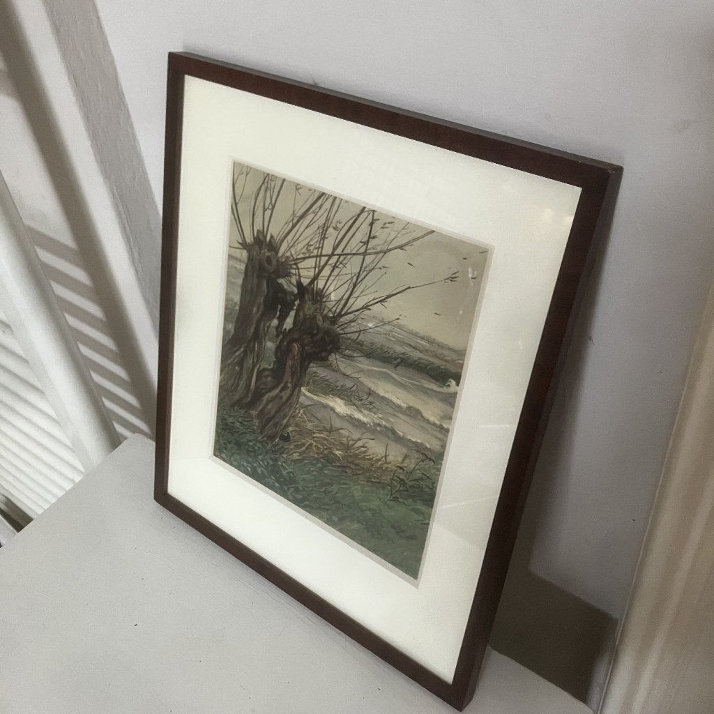 Ingelijste kunstreproductie schilderij "Knotwilg" - Van Gogh, Ophalen of Verzenden