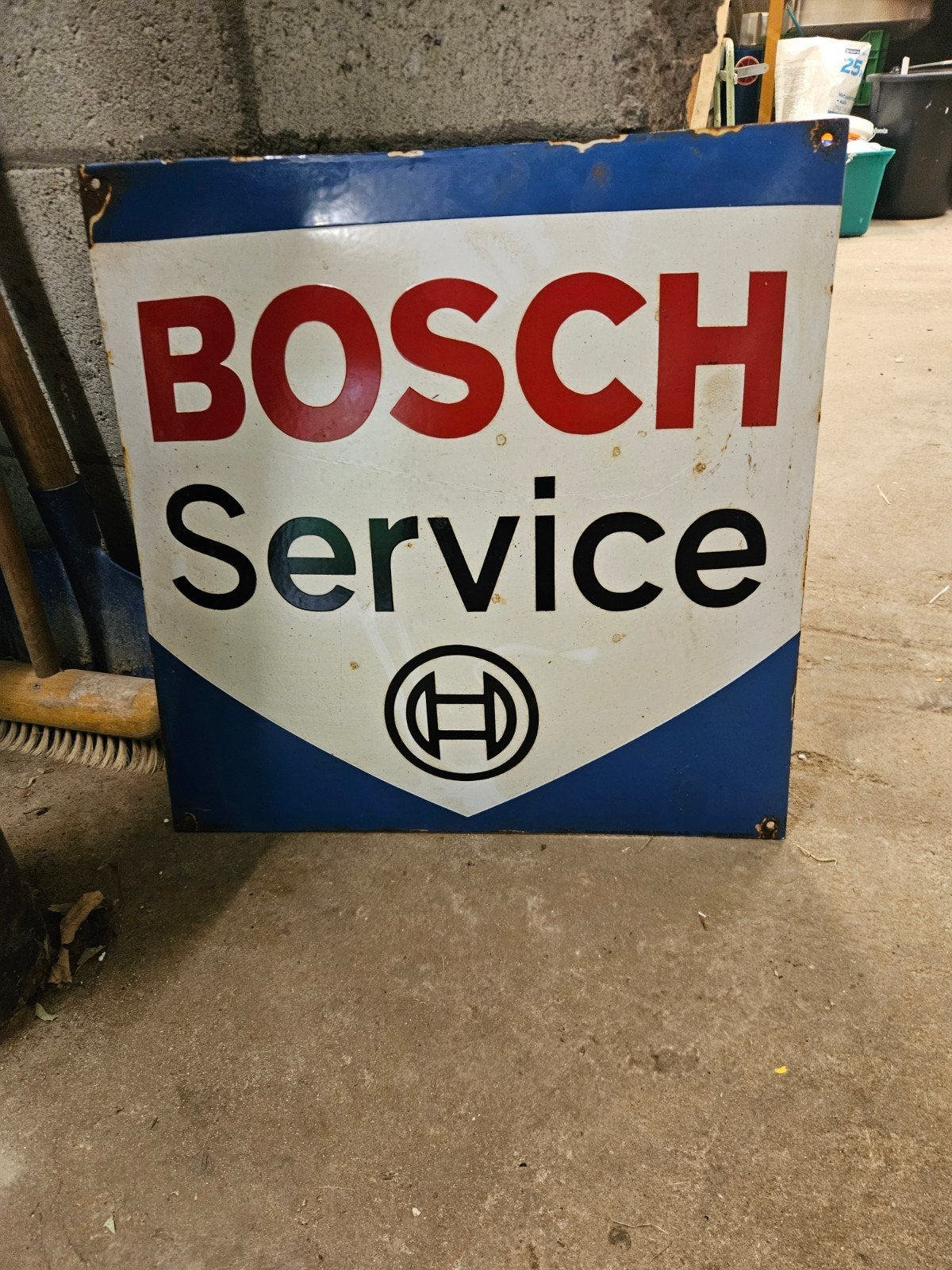 Vintage Bosch Service Emaille Reclamebord, Ophalen of Verzenden