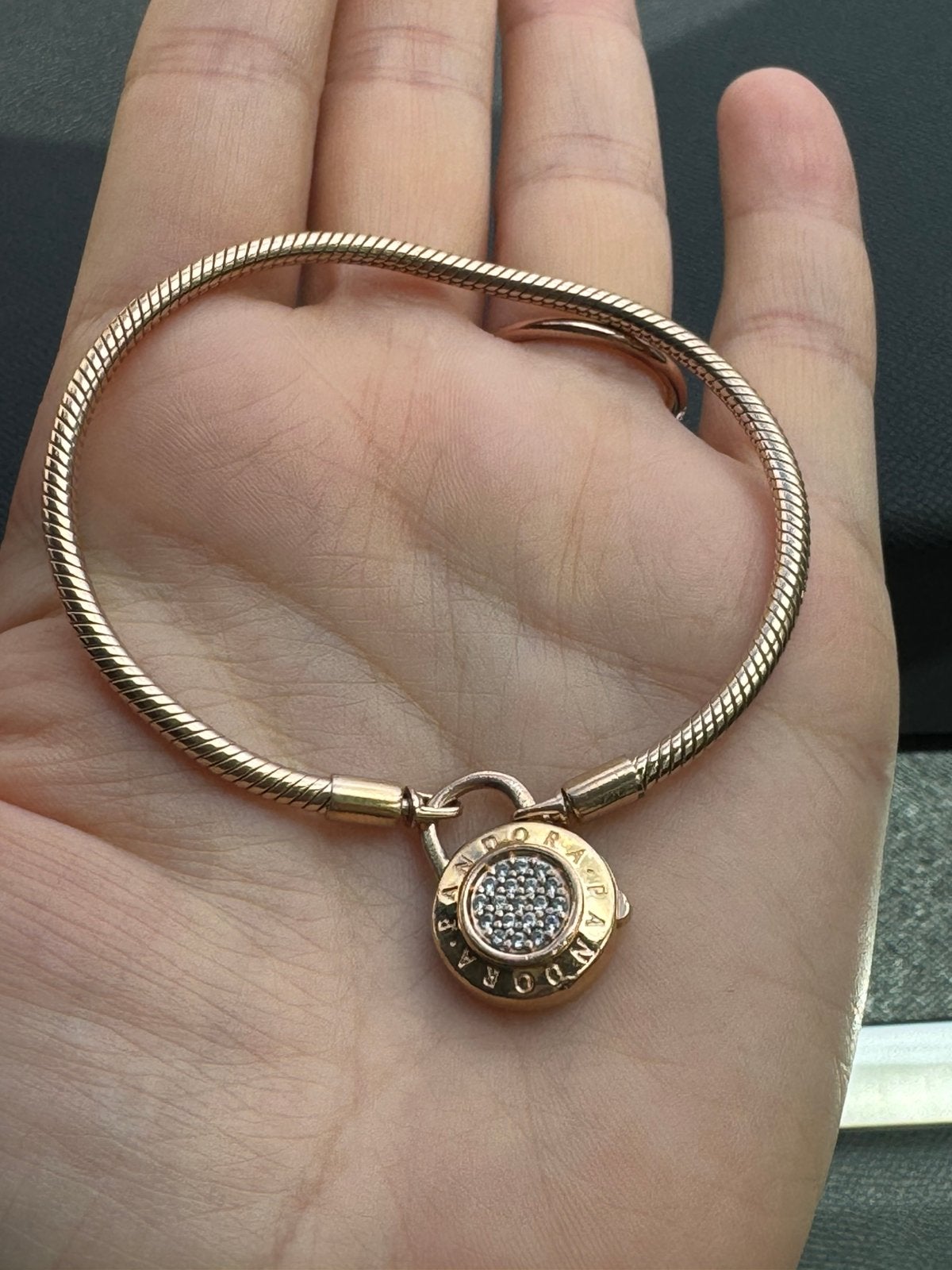 Pandora Rose Gold Armband met Bedel en Kristal, Overige materialen, Overige kleuren, Ophalen of Verzenden, Zo goed als nieuw