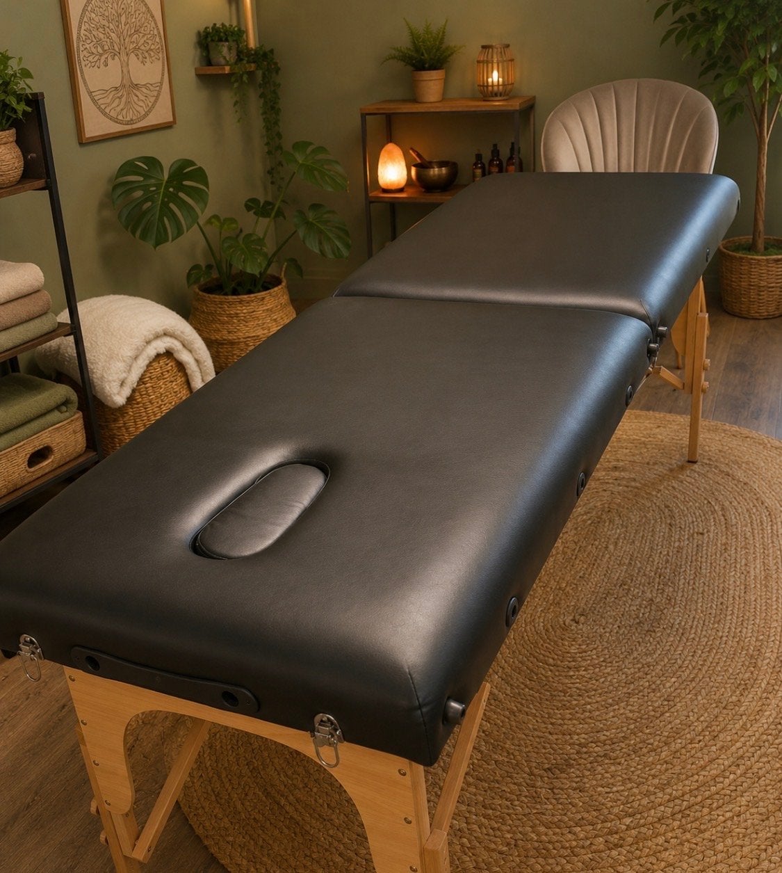 Massagetafel kwalitatief, dik kussen, draagkracht 250 kg, Ophalen