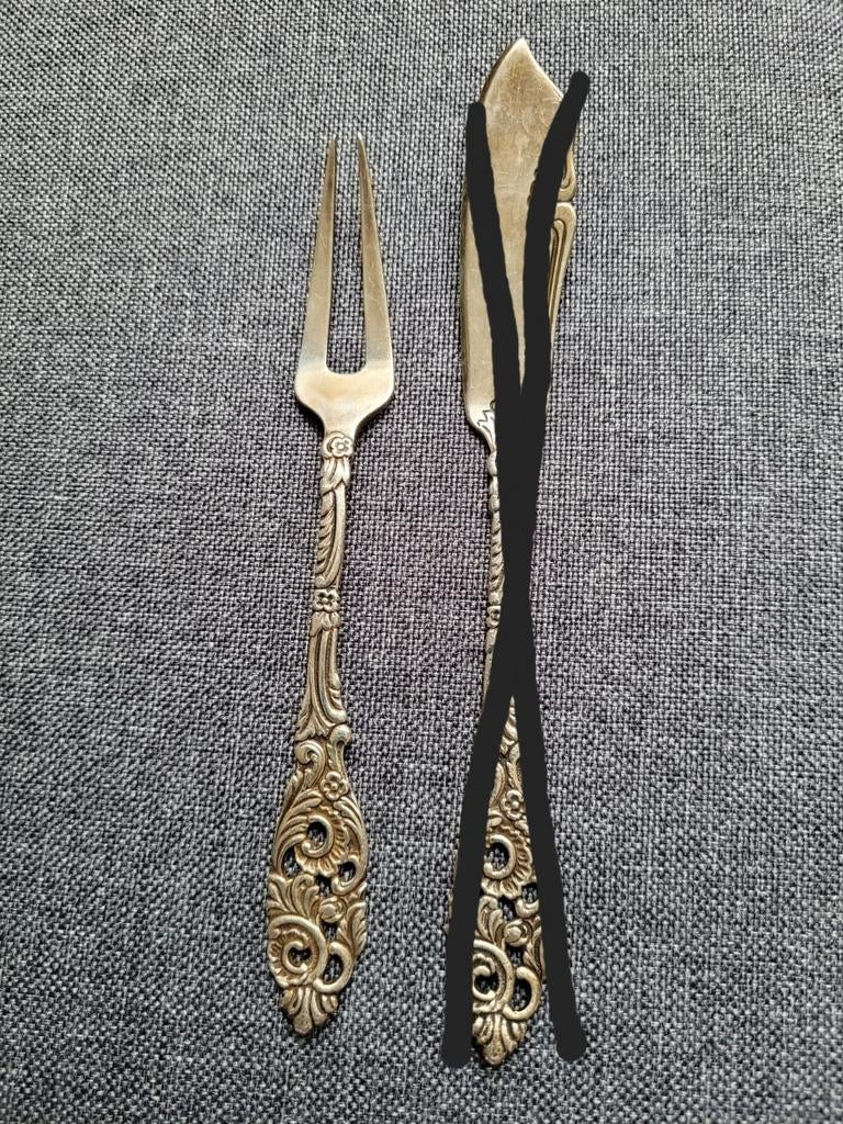 Gero oud bestek vorkje vleesvorkje vleeswarenvorkje zilver, Ophalen of Verzenden