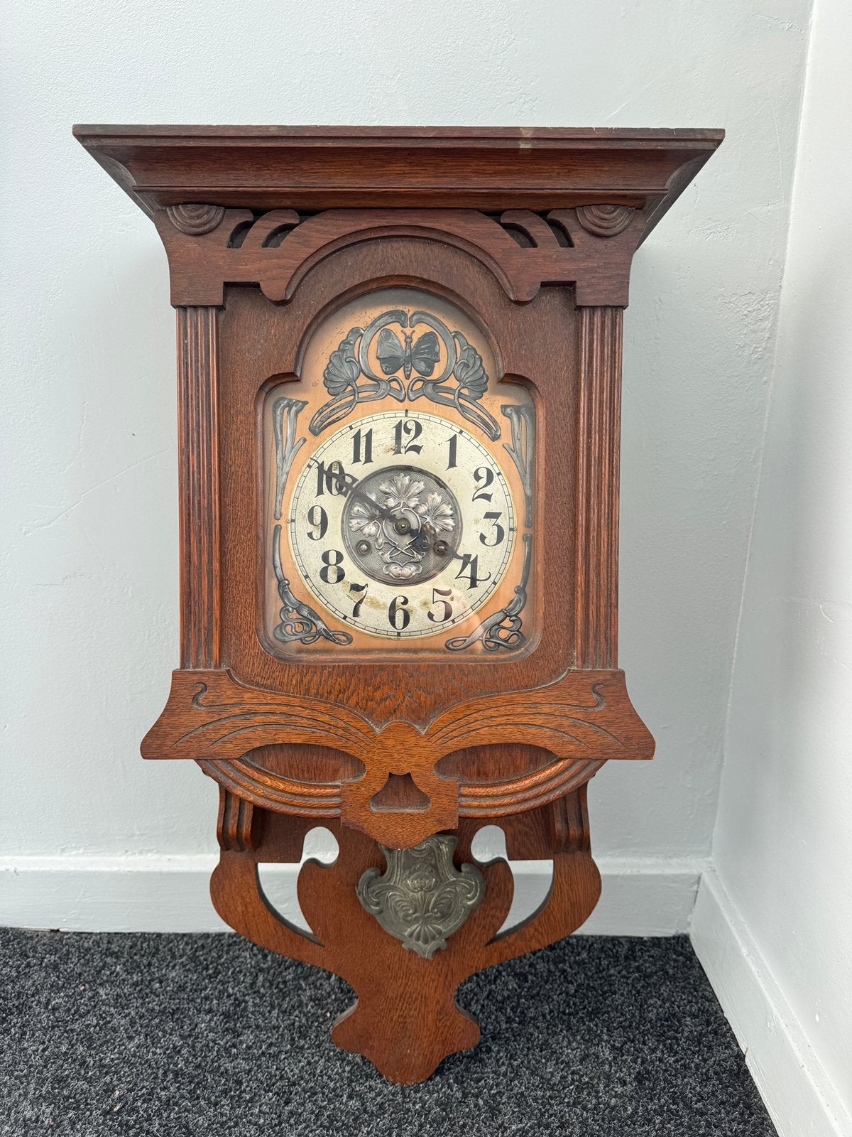 Antieke Jugendstil wandklok / regulateur ca. 1900 werkend, Ophalen