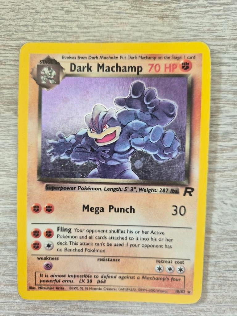 Dark Machamp holo team rocket 10/82, Ophalen of Verzenden, Gebruikt, Losse kaart, Foil
