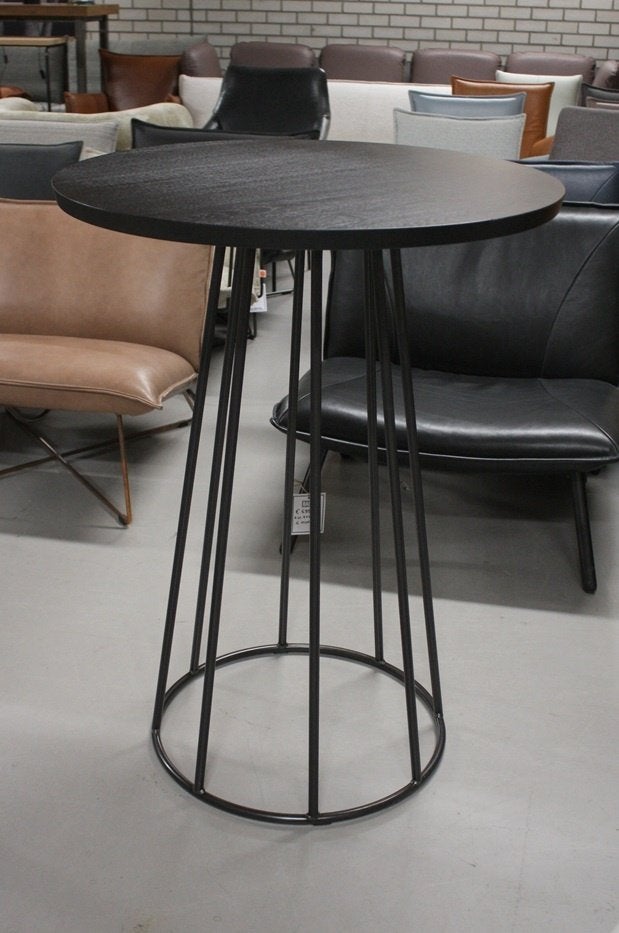 Ronde zwarte bartafel statafel Bliss Jess metaal & eikenhout
