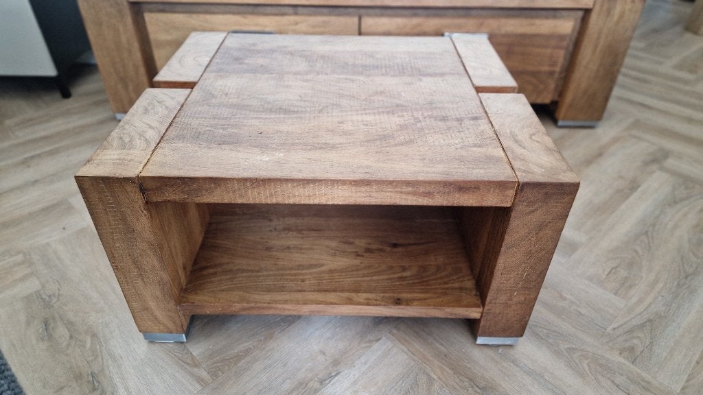 bijzettafel teak hout - serie Rhino meubelset, Huis en Inrichting, Ophalen, Minder dan 45 cm, Gebruikt, 55 tot 75 cm
