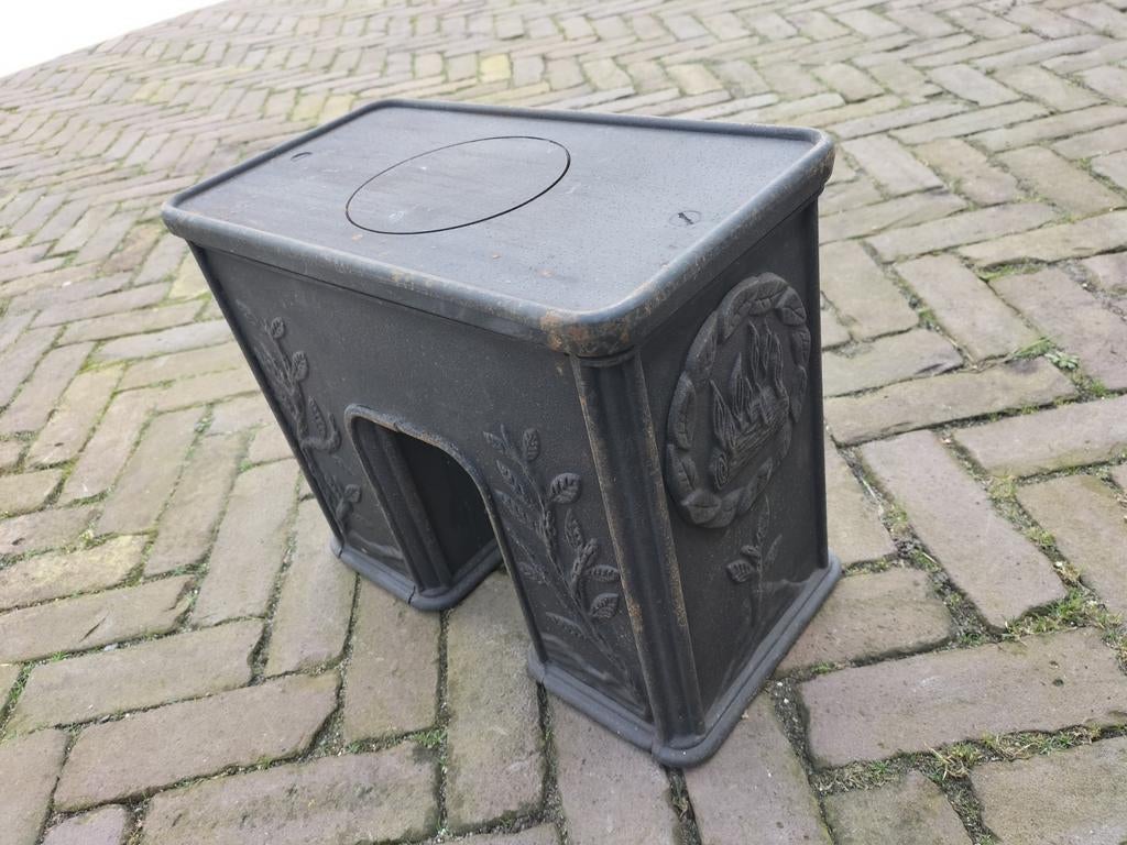 Decoratieve gietijzeren dovre opzetstuk, Ophalen of Verzenden, Gebruikt, Hout, Overige soorten