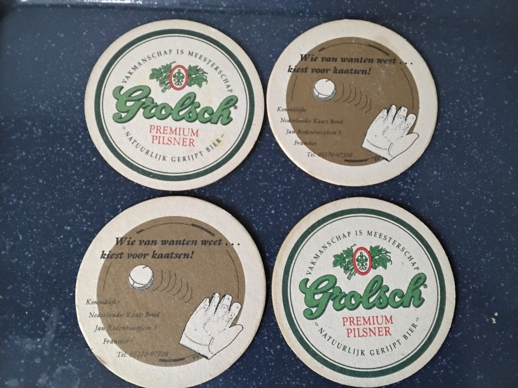 4 Grolsch bier viltjes kaatsen, Ophalen of Verzenden, Zo goed als nieuw, Viltje(s), Grolsch