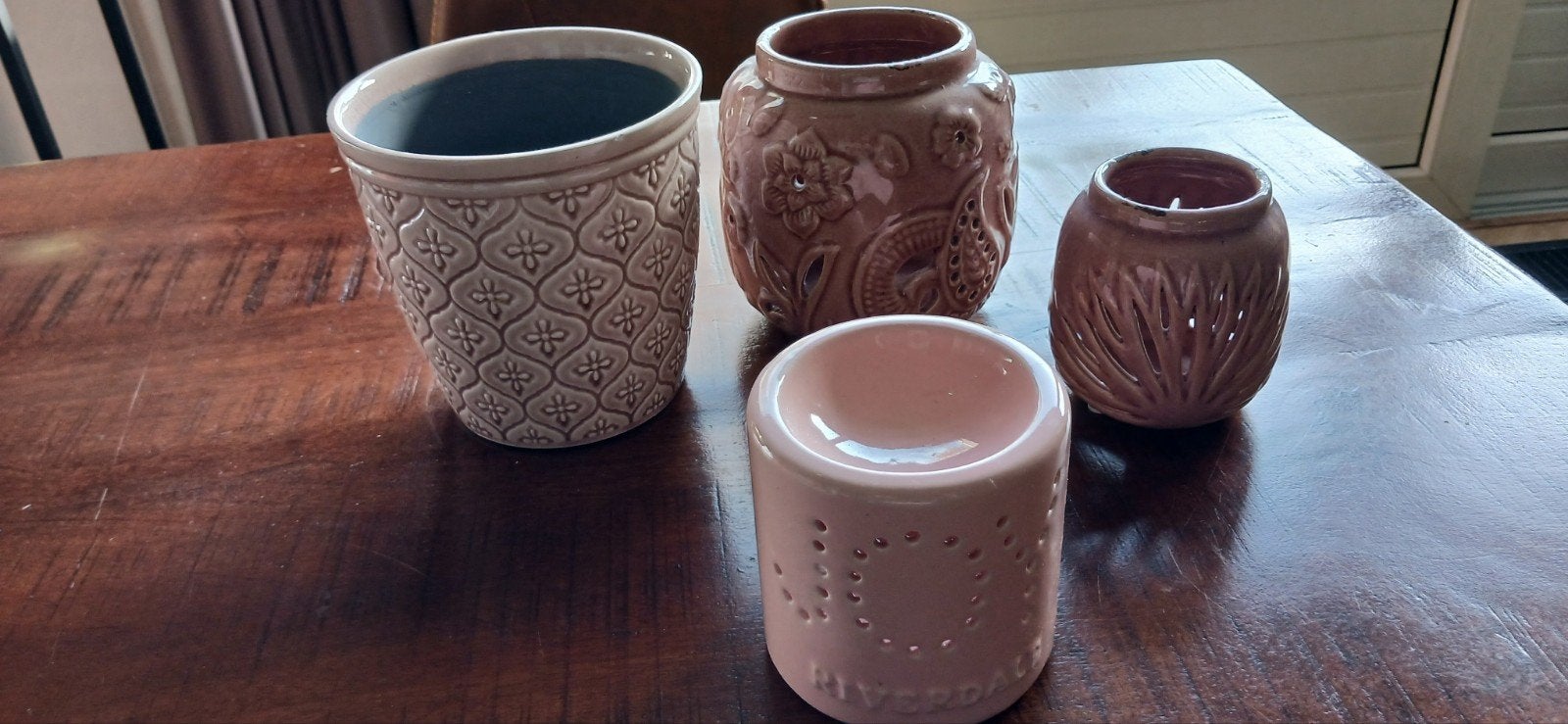 Riverdale Potten en Waxbrander - Roze/Beige Set, Ophalen, Roze, Zo goed als nieuw, Modern