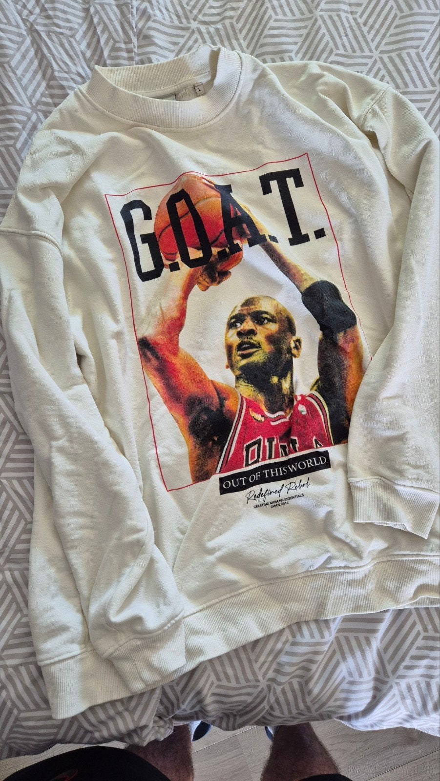 Jordan GOAT sweater, Maat 52/54 (L), Mitchell & Ness, Wit, Ophalen of Verzenden