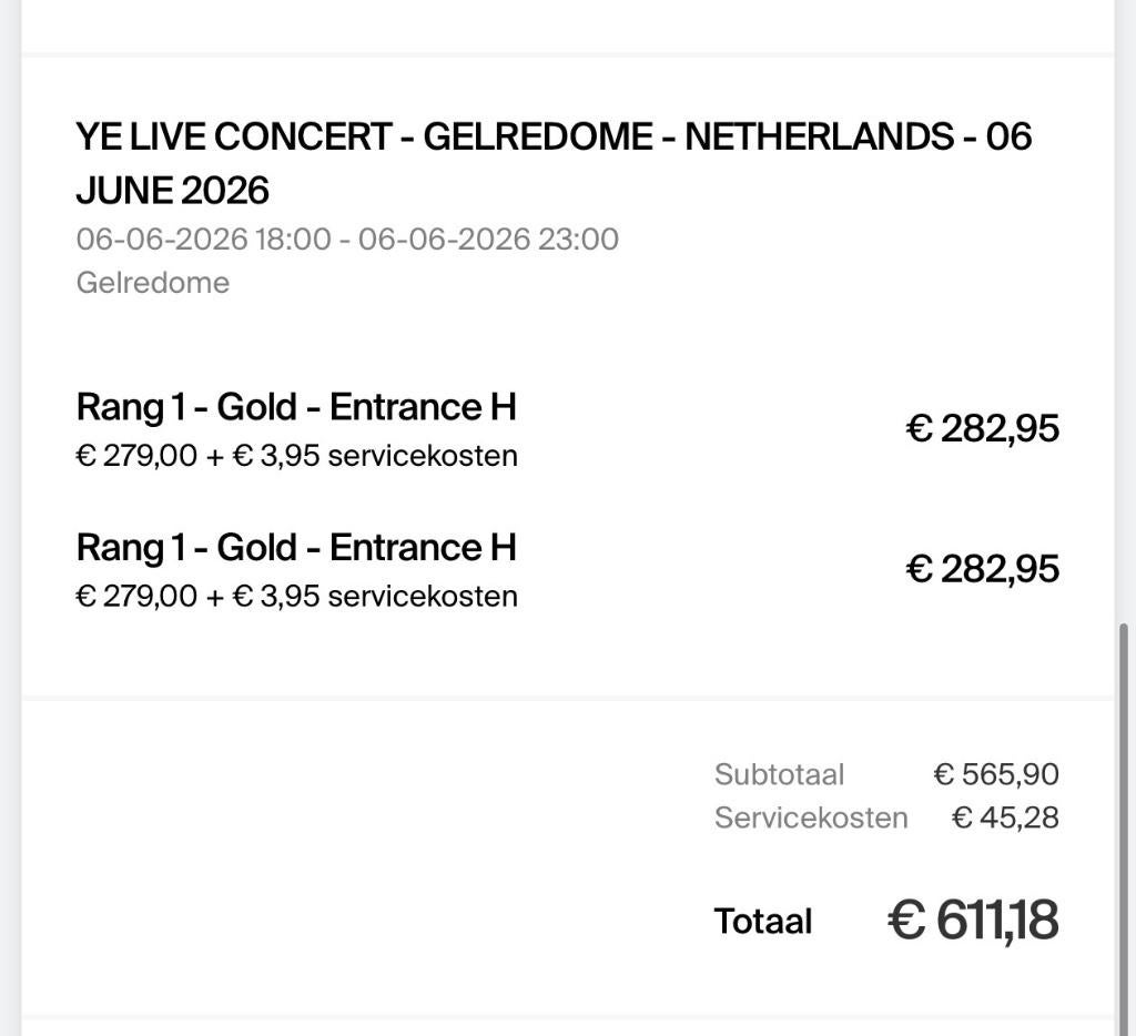 Kanye West concert 6 juni 3 tickets te koop, Drie personen of meer, Juni