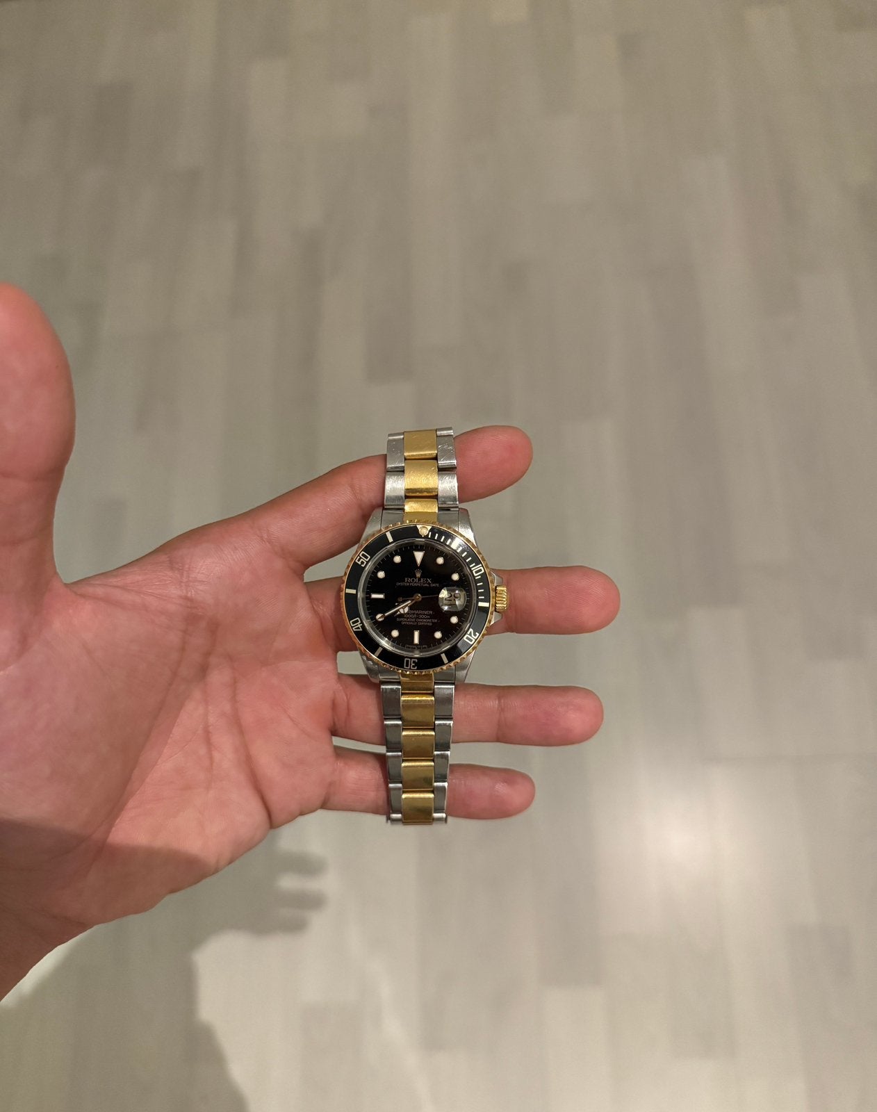 Rolex Submariner Date 16613 Two-Tone (1993), Ophalen, Staal, Gebruikt, Polshorloge