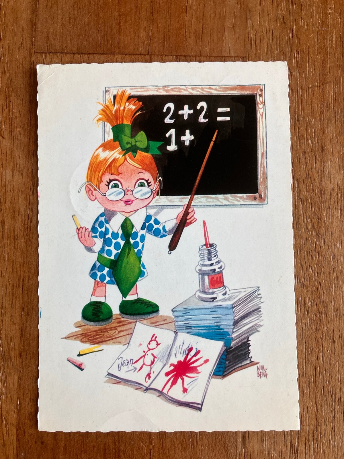 Meisje met Schoolbord. Will Berg, Ophalen of Verzenden, 1960 tot 1980, Gelopen, Kinderen