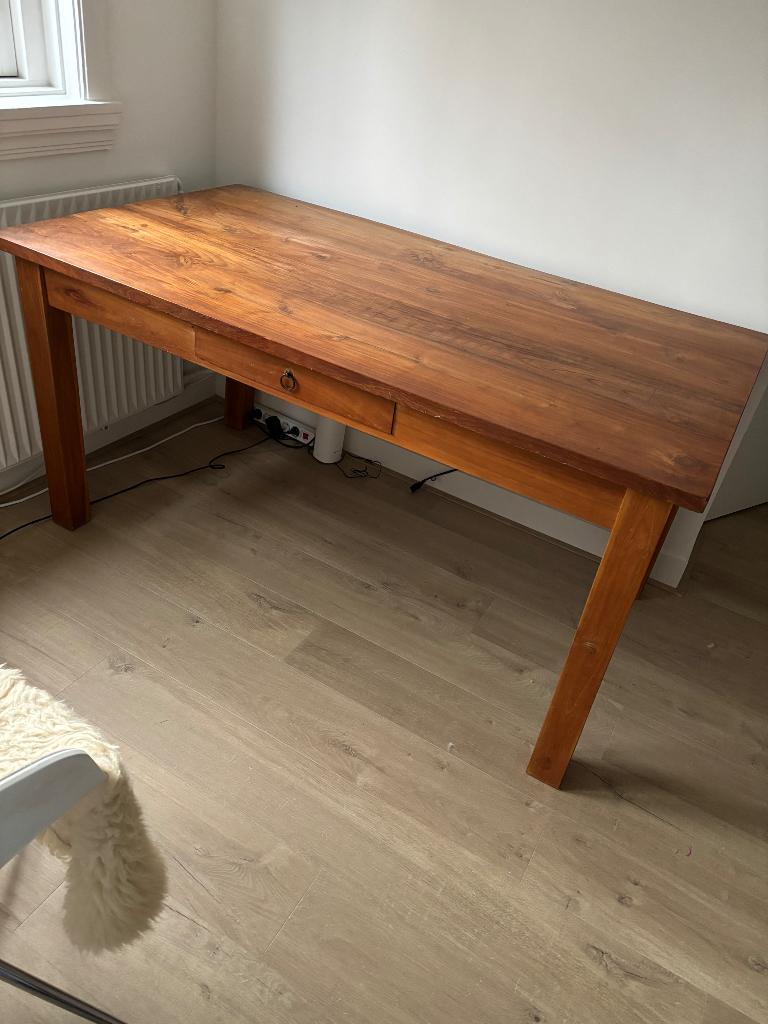 Houten bureau 160 x 90 cm, Huis en Inrichting, Bureaus, Ophalen, 160 cm, Gebruikt, Demontabel