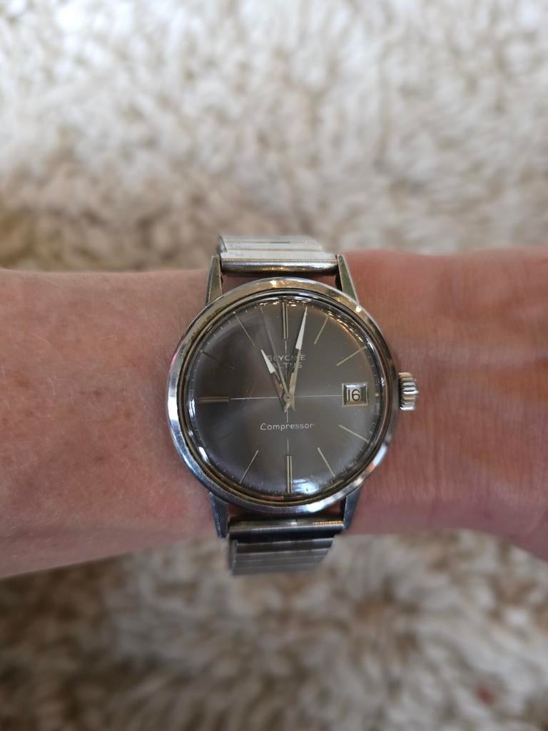 Vintage Glycine Altus Compressor polshorloge, Ophalen of Verzenden