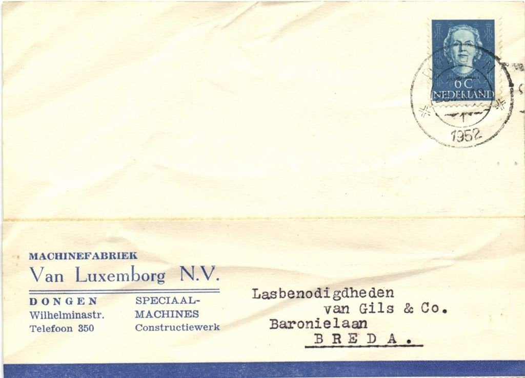 Van Luxemborg NV, Dongen - 11.1952 - briefkaart, Ophalen of Verzenden, Briefkaart
