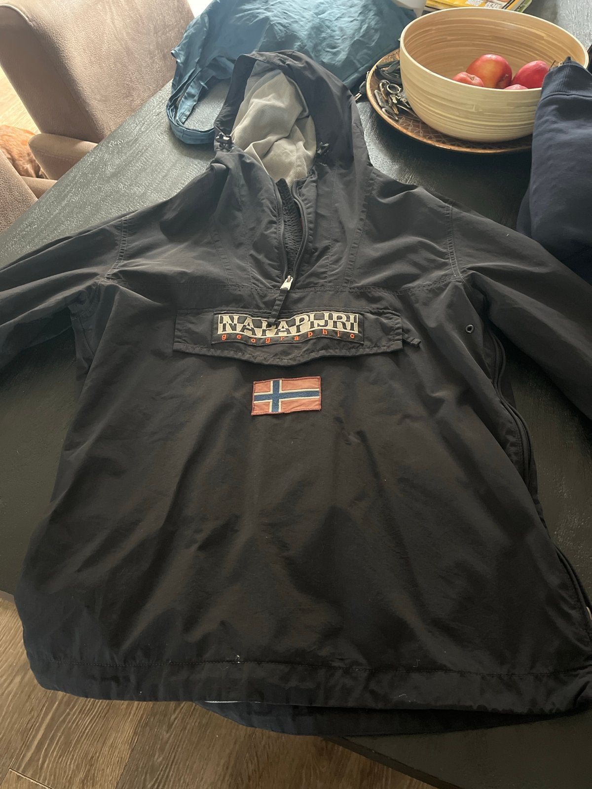 Napapijri Anorak Jas Zwart Maat M, Ophalen of Verzenden, Zo goed als nieuw, Maat 48/50 (M), Zwart