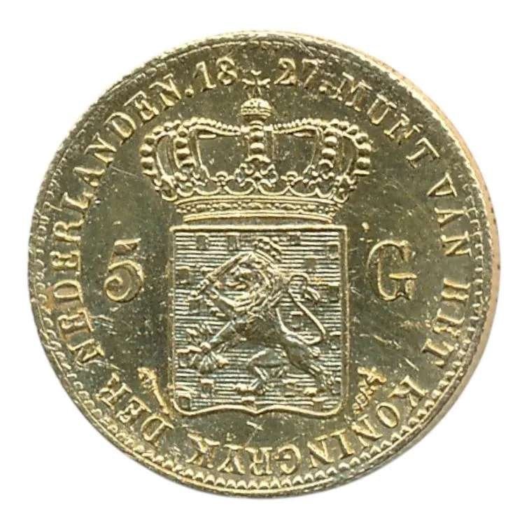Nederland 5 Gulden 1827 Utrecht Willem 1, Ophalen of Verzenden, Goud