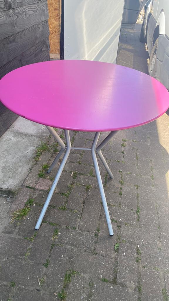 Roze klaptafel, Ophalen, Zo goed als nieuw, Rond, Hout