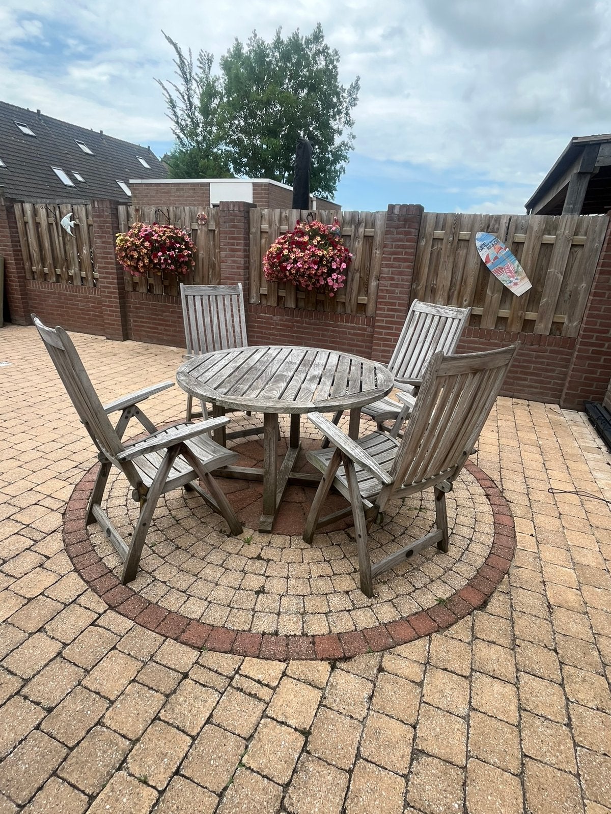 Teak tuinset, Ophalen, 4 zitplaatsen, Gebruikt, Teakhout