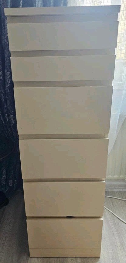MALM Ladekast 6 lades met spiegel geverfd, Ophalen, Gebruikt, 5 laden of meer, 100 tot 150 cm