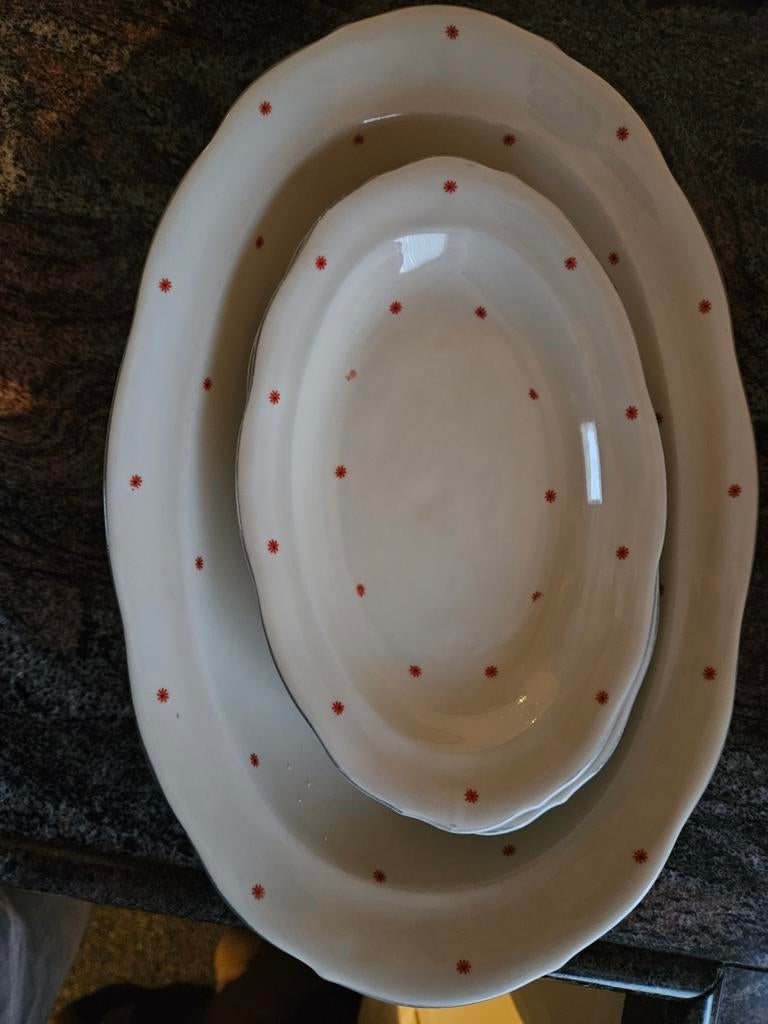 Mosa Maastricht Ovale Schalen Set - Rood Sterren Patroon, Ophalen of Verzenden
