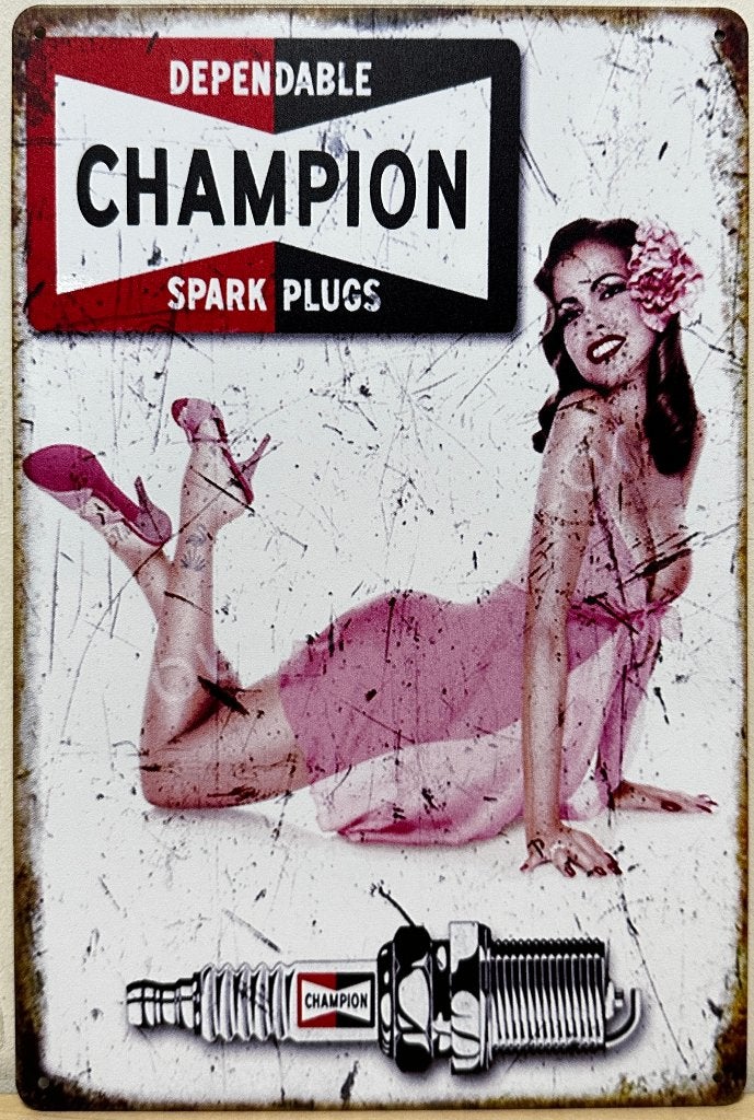 Champion Bougies vrouw reclamebord van metaal wandbord deco, Info@deconoord.nl, Deco Noord, Nieuw, Ophalen of Verzenden