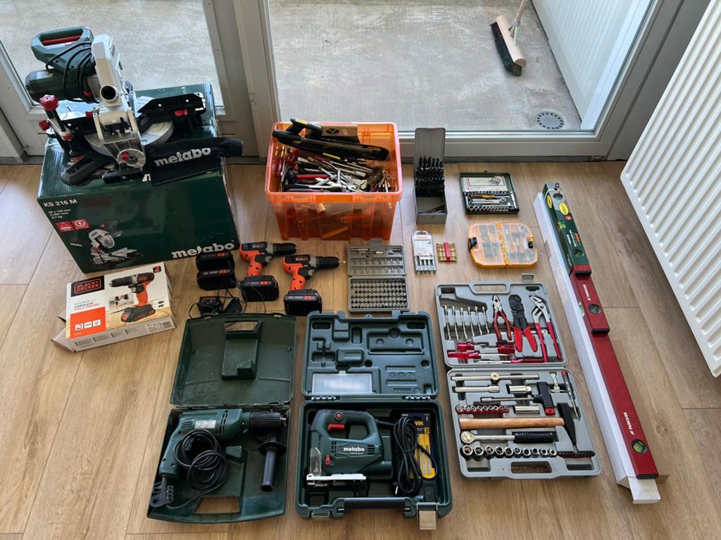 Partij gereedschap elektrisch + handgereedschap, Ophalen, Gebruikt