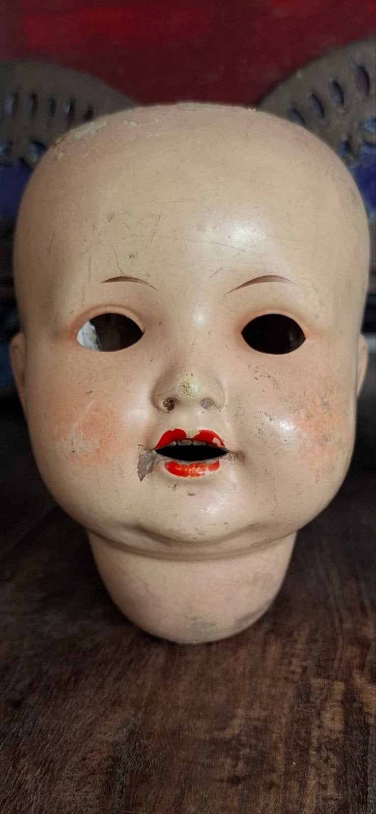 Oud poppen hoofdje, Antiek en Kunst, Curiosa en Brocante, Ophalen of Verzenden