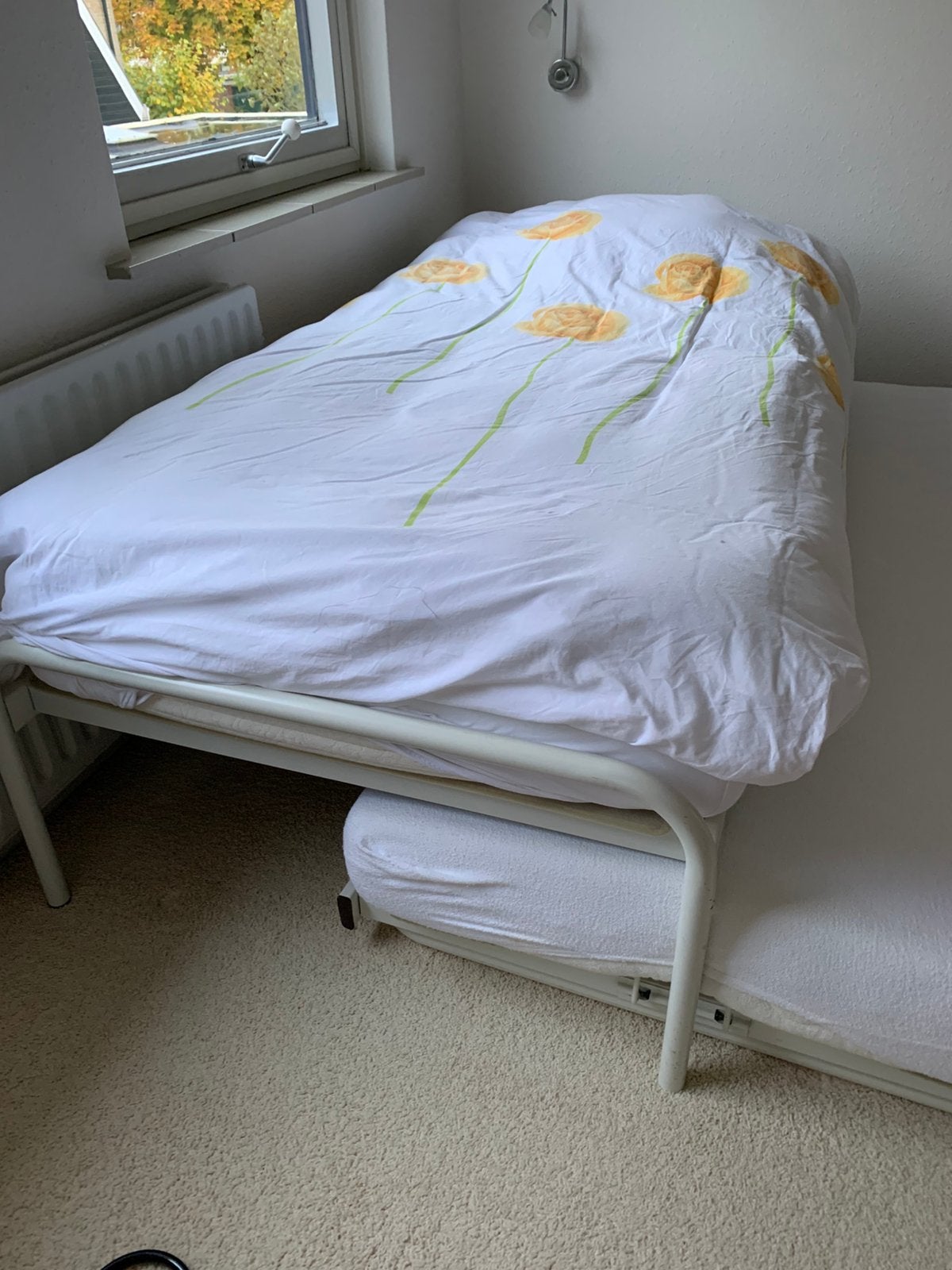 Onderschuifbed 90 x 200 met matrassen, Ophalen, Gebruikt, Eenpersoons