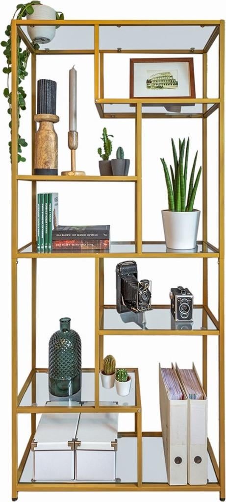 CASAMODA Boekenkast Goud (nr.64), Ophalen, Nieuw, 50 tot 100 cm, Glas
