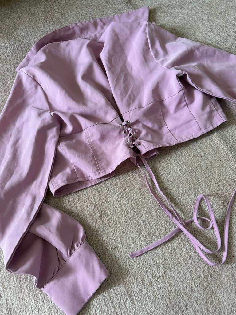 Shein blouse met strikdetail, maat M, Ophalen of Verzenden, Gedragen, Maat 38/40 (M), Paars