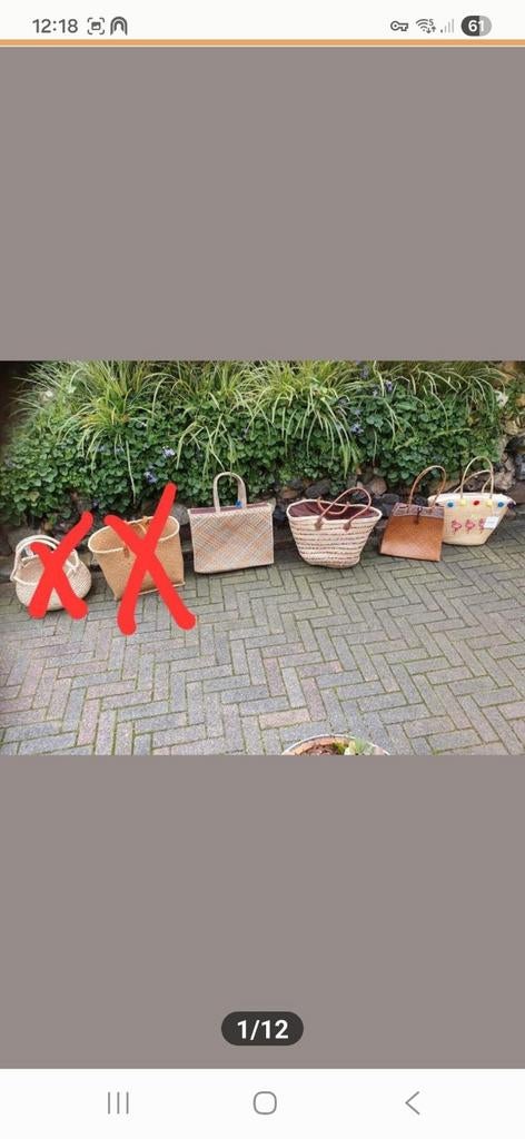 4 dames tassen/rieten handtassen/rieten boodschappen tassen, Ophalen of Verzenden, Zo goed als nieuw, Overige kleuren, Overige merken