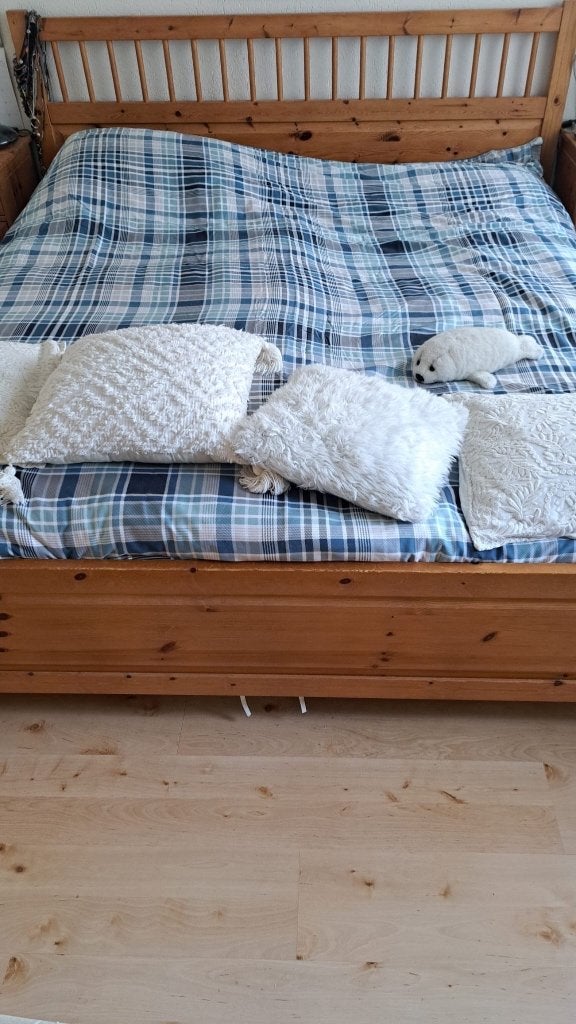 IKEA Hemnes Bedframe Massief Grenen, Bruin, Tweepersoons, Ophalen of Verzenden, 180 cm