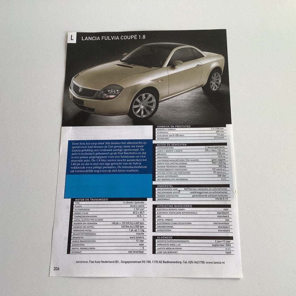Artikel Lancia Fulvia en Ypsilon, Ophalen of Verzenden, Zo goed als nieuw, Overige merken