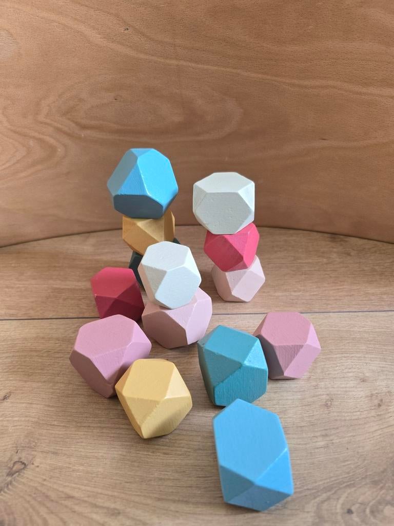 Houten Stapelstenen Pastelkleuren - Educatief Speelgoed, Ophalen of Verzenden, Zo goed als nieuw, Overige merken