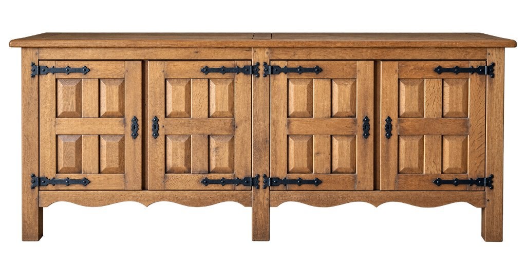 rustieke, landelijk eiken dressoir 250 cm, Huis en Inrichting, Ophalen, Met plank(en), Gebruikt, Eikenhout