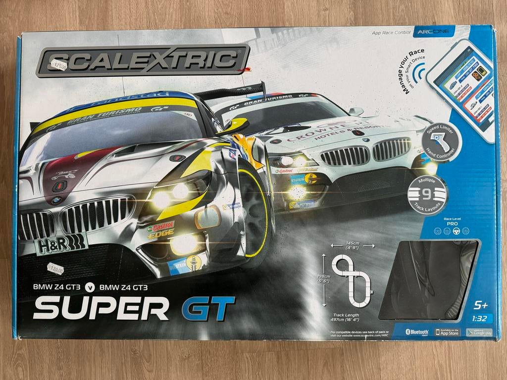 Scalextric Super GT racebaan met App Race Control, Overige merken, Racebaan, Zelf te bouwen, Ophalen of Verzenden