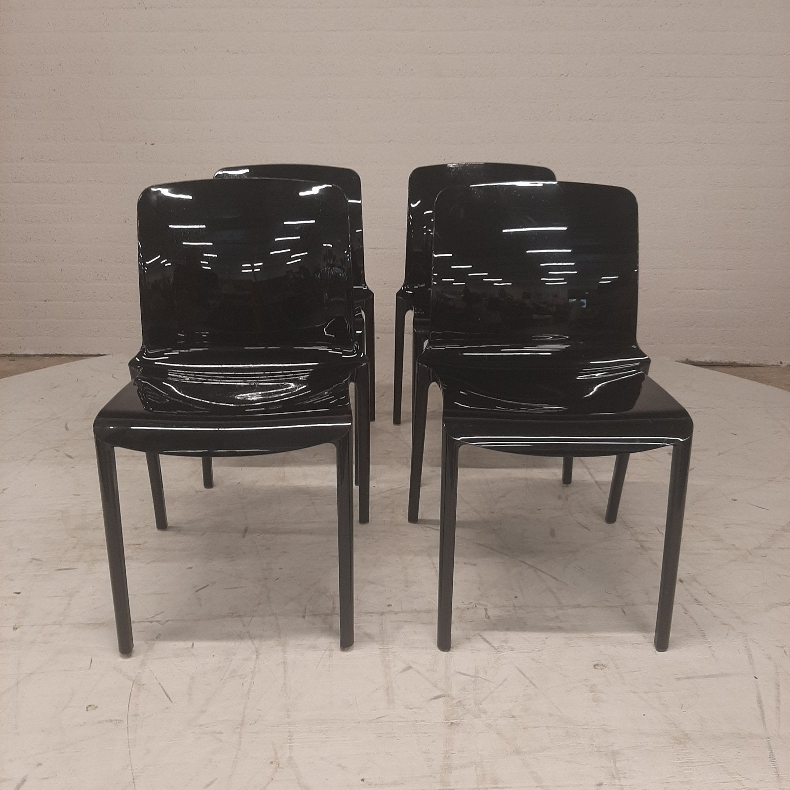 Set van 4 Originele Tiffany Dining Chairs - Marcello Zillian, Ophalen, Kunststof, Gebruikt, Zwart
