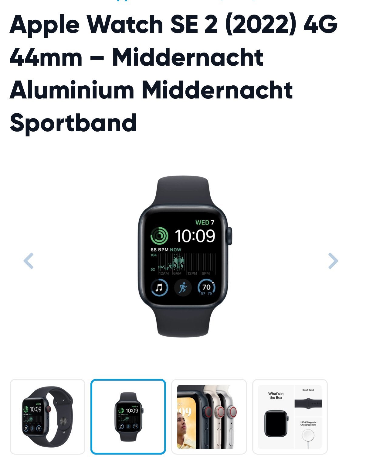 Apple Watch SE 44mm Space Gray, Afstand, IOS, Ophalen of Verzenden, Zo goed als nieuw
