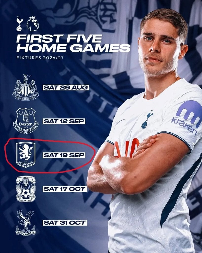 Tickets: Tottenham Hotspur vs Aston Villa, Sport en Fitness, Maat XL, Verzenden, Nieuw, Overige typen